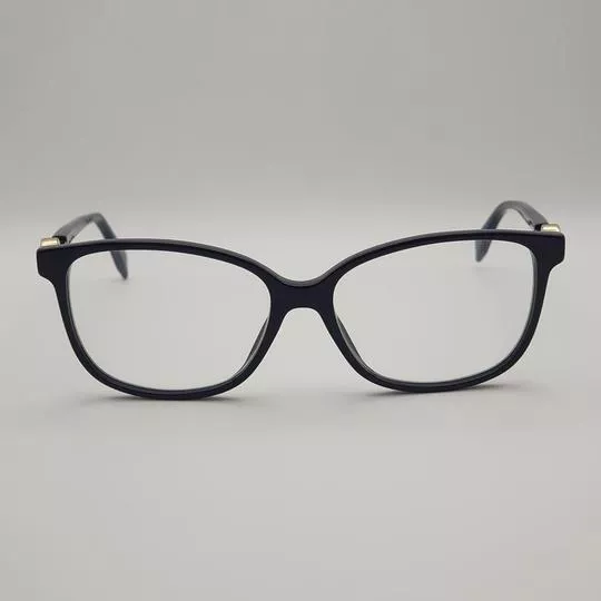 Armação Retangular Para Óculos De Grau- Azul Marinho & Dourado- Fendi