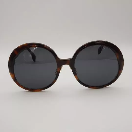 Óculos De Sol Redondo- Marrom Escuro & Marrom- Fendi