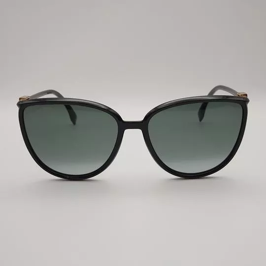 Óculos De Sol Arredondado- Preto & Dourado- Fendi