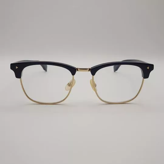 Armação Arredondada Para Óculos De Grau- Azul Marinho & Dourado- Fendi