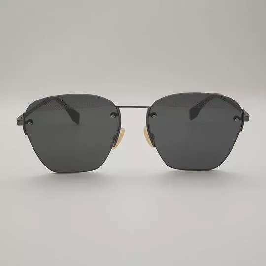 Óculos De Sol Arredondado- Cinza Escuro & Marrom- Fendi