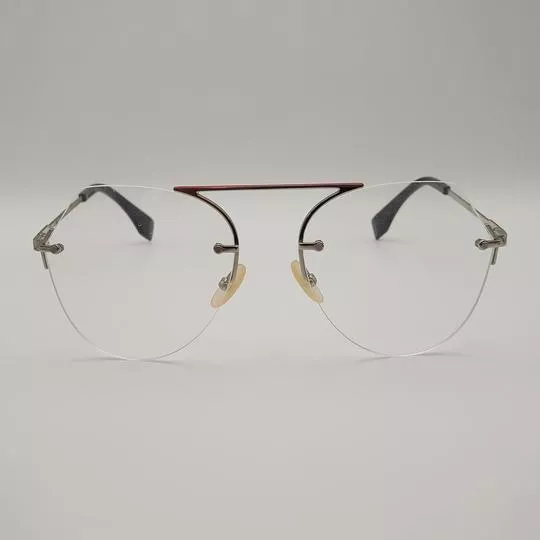 Armação Hexagonal Para Óculos De Grau- Prateado- Fendi