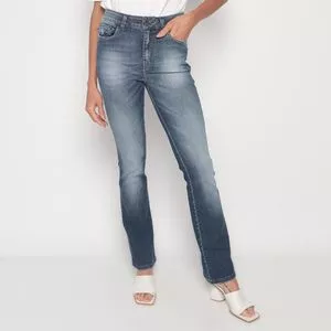 Calça Jeans Boot Cut<BR>- Azul Marinho