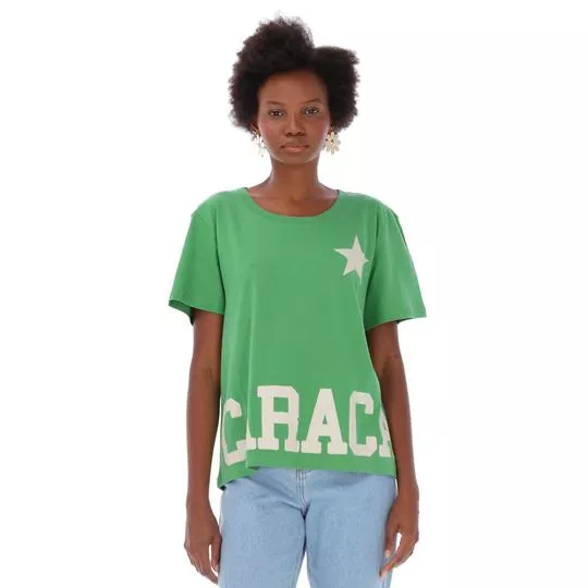 Camiseta Com Recortes - Verde & Branca