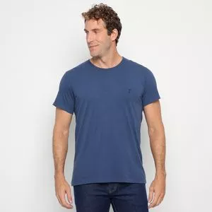 Camiseta Com Bordado<BR>- Azul Escuro<BR>- AD Fashion