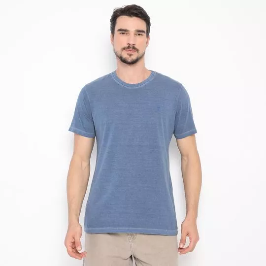 Camiseta Com Bordado- Azul Marinho- AD Fashion