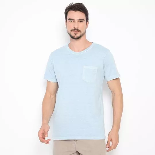 Camiseta Com Bolso- Azul Claro- AD Fashion