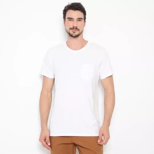 Camiseta Com Bolso- Branca- AD Fashion