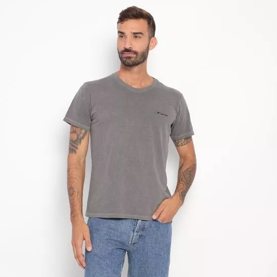 Camiseta Básica Com Bordado- Cinza Escuro- AD Fashion