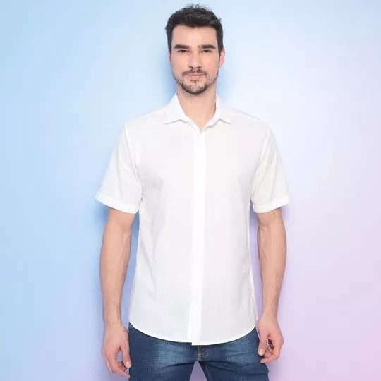 Camisa Com Recortes- Off White- AD Fashion