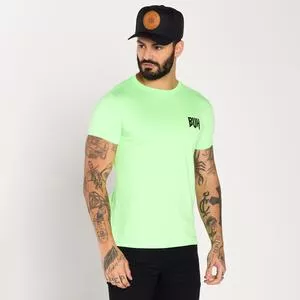 Camiseta Com Recortes<BR>- Verde Limão & Preta