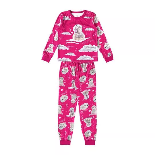 Pijama Carneirinho- Pink & Branco- Boca-Grande
