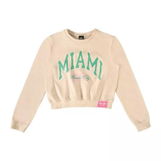Blusão Cropped Miami- Bege Claro & Verde- Pink-Soda