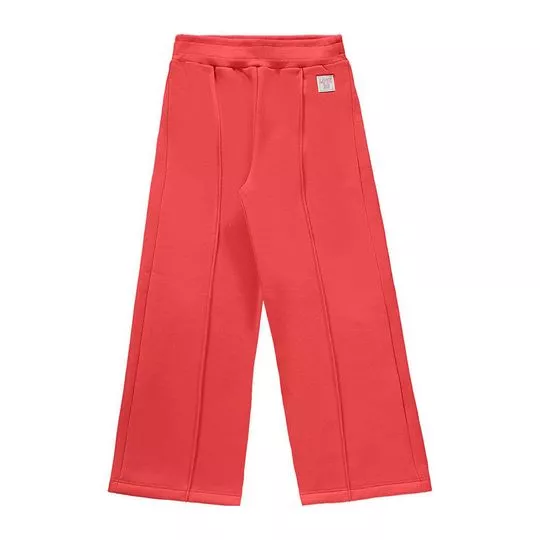 Calça Pantalona Com Nervuras- Vermelha- Boca-Grande