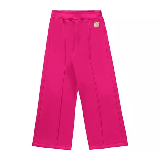 Calça Pantalona Com Nervuras- Pink- Boca-Grande