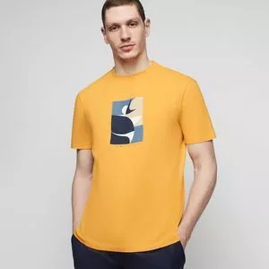 Camiseta Abstrata<BR>- Amarela & Azul Marinho