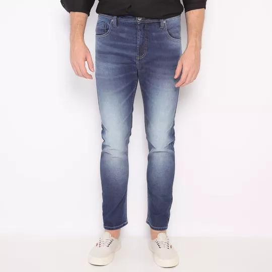 Calça Jeans Alexandre® Estonada- Azul Escuro- Forum