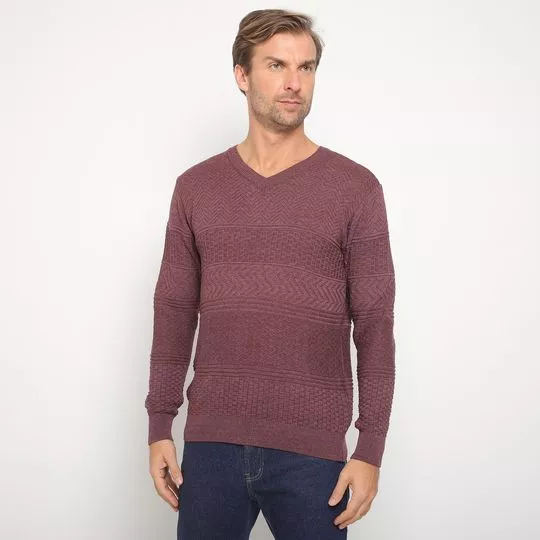 Suéter Em Tricô- Bordô- Club Polo Collection