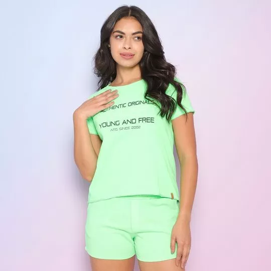 Camiseta Com Inscrições- Verde & Preta- Club Polo Collection