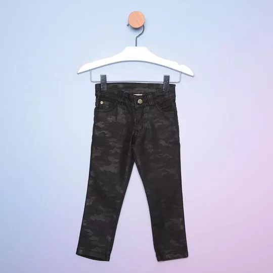Calça Reta Jeans Camuflada- Cinza Escuro & Cinza- Bicho Molhado