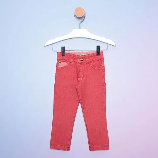 Calça Reta Jeans Básica- Vermelha- Bicho Molhado