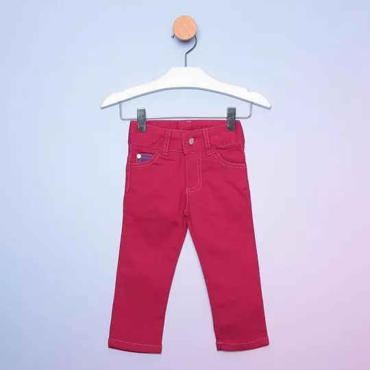 Calça Reta Jeans Básica- Pink & Roxa- Bicho Molhado