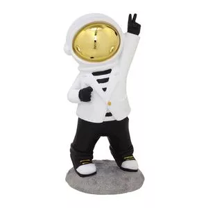Astronauta Decorativo<BR>- Branco & Dourado<BR>- 21x10x9cm<BR>- Mabruk