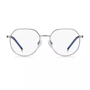 Armação Arredondada Para Óculos De Grau<BR>- Prateada & Azul<BR>- Hugo