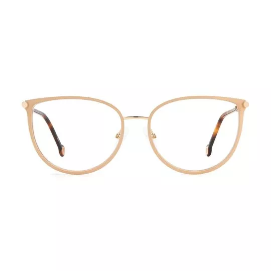 Armação Gatinho Para Óculos De Grau- Dourada & Marrom- Carolina Herrera