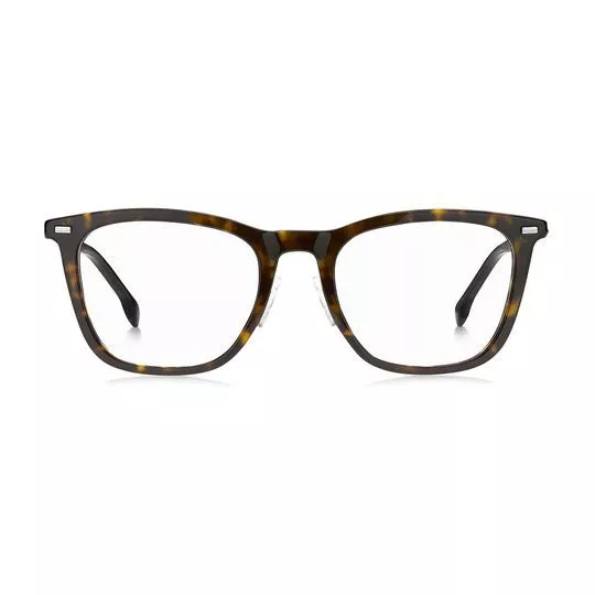 Armação Arredondada Para Óculos De Grau- Marrom Escuro & Amarela- Hugo Boss