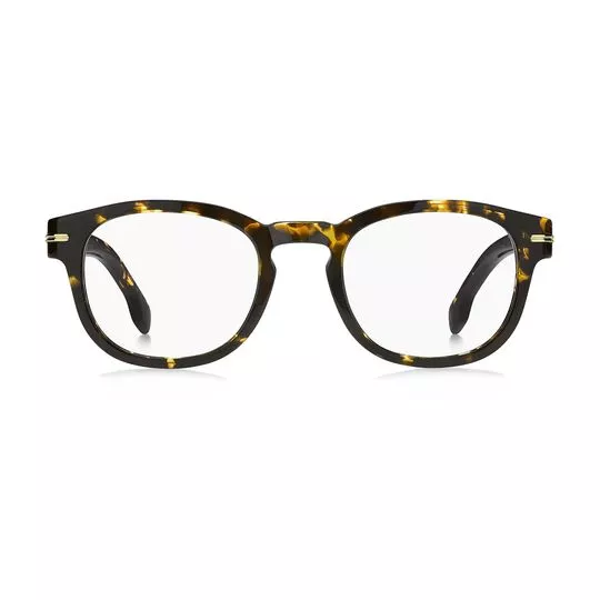 Armação Arredondada Para Óculos De Grau- Marrom Escuro & Amarela- Hugo Boss