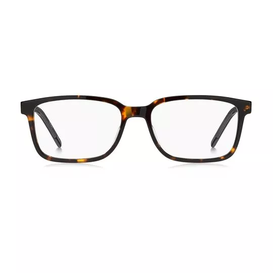 Armação Retangular Para Óculos De Grau- Marrom Escuro & Amarela- Hugo