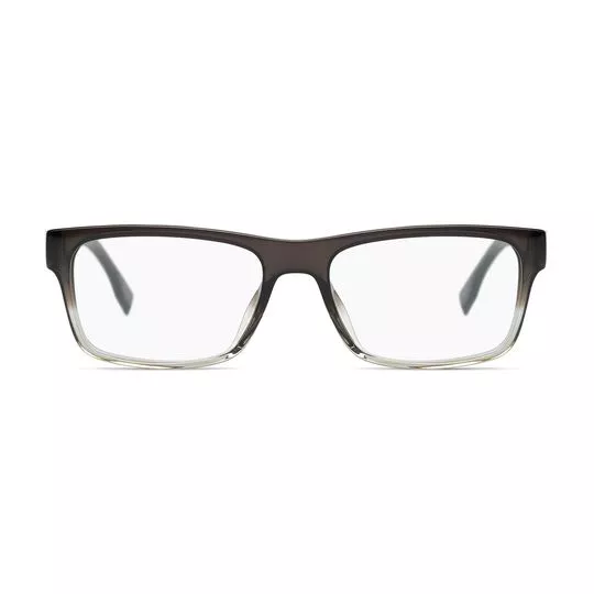 Armação Retangular Para Óculos De Grau- Incolor & Marrom- Hugo Boss