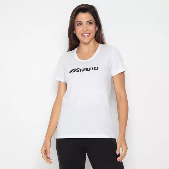 Camiseta Mizuno® - Branca & Preta