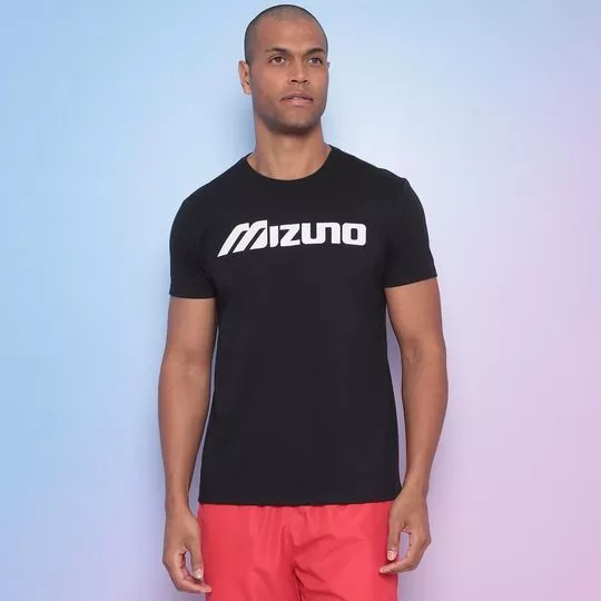 Camiseta Mizuno®- Preta & Branca