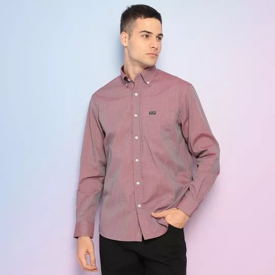 Camisa Texturizada Com Bolso- Bordô- Cia do Jeans