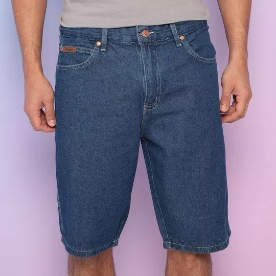 Bermuda Jeans Com Recortes- Azul- Cia do Jeans