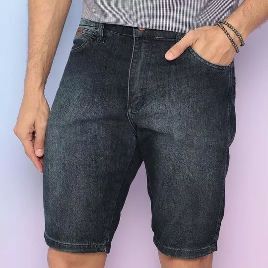 Bermuda Jeans Com Bolsos- Azul Marinho- Cia do Jeans