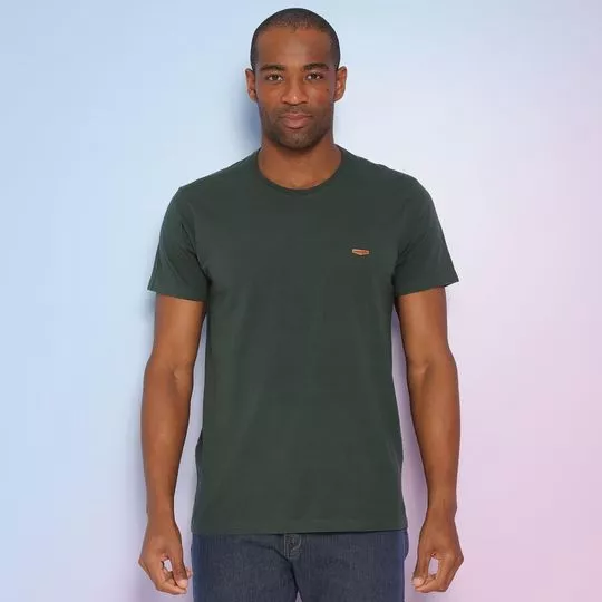 Camiseta Com Tag- Verde Escuro- Uccelli