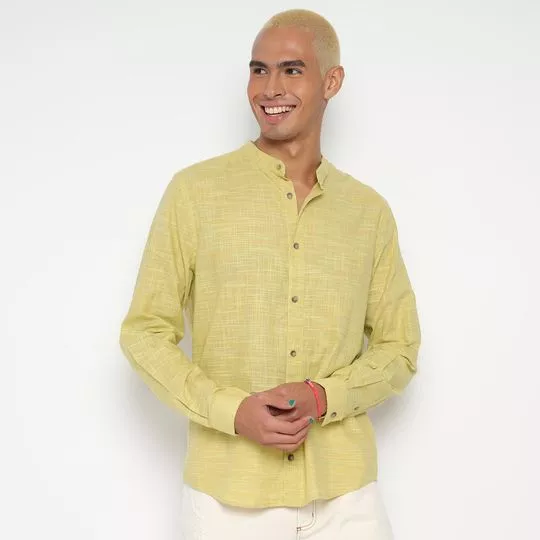 Camisa Comfort Fit Mescla- Verde Limão- Colcci