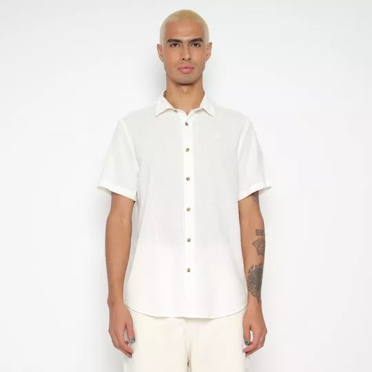 Camisa Em Linho- Off White- Colcci