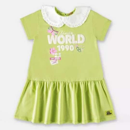 Vestido World- Verde Claro & Branco- Up Baby & Up Kids