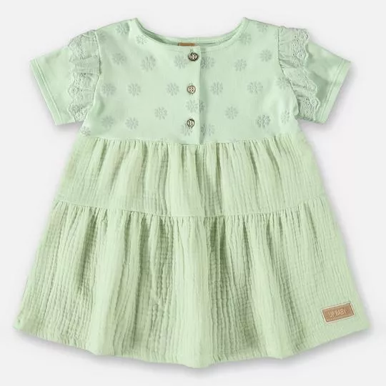 Vestido Com Laise- Verde Claro- Up Baby & Up Kids