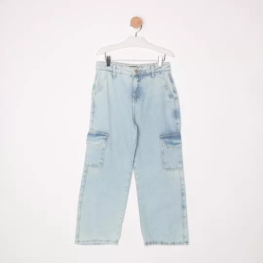 Calça Jeans Cargo- Azul Claro- Malwee