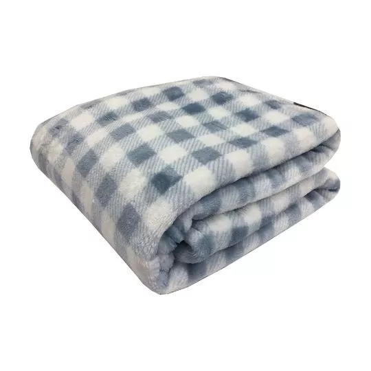Cobertor Toque De Seda Infantil- Azul & Off White- 90x110cm