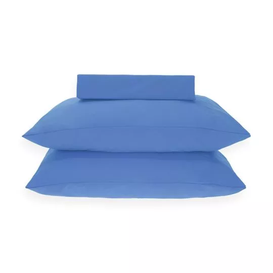 Jogo De Cama Simples Percal Soft Queen Size- Azul Escuro- 3Pçs- 300 Fios