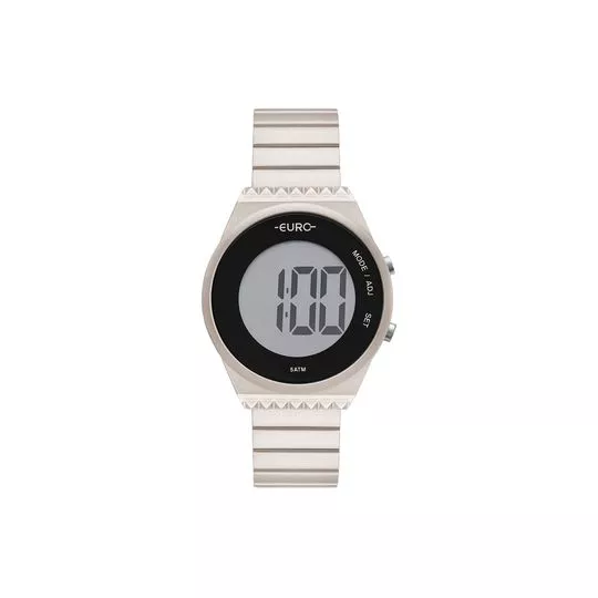 Relógio Digital EUBJT016AG-4C- Prateado & Preto- Euro Relógios