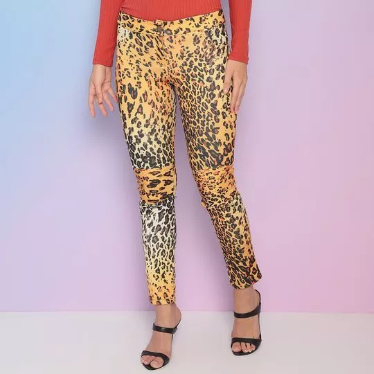 Calça Skinny Animal Print- Amarela & Preta