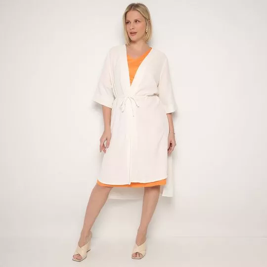 Kimono Com Amarração- Off White- Mirasul