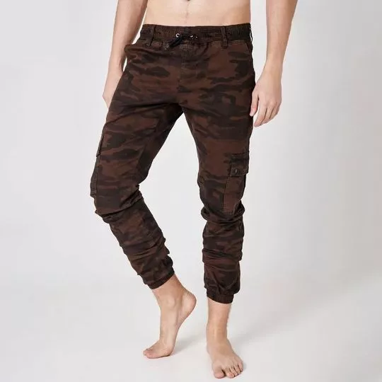 Calça Jogger Camuflada- Marrom & Marrom Escuro- Zait Jeans